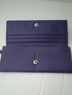 RFID Genuine Leather Multiple Section Purple Tri-Fold Wallet